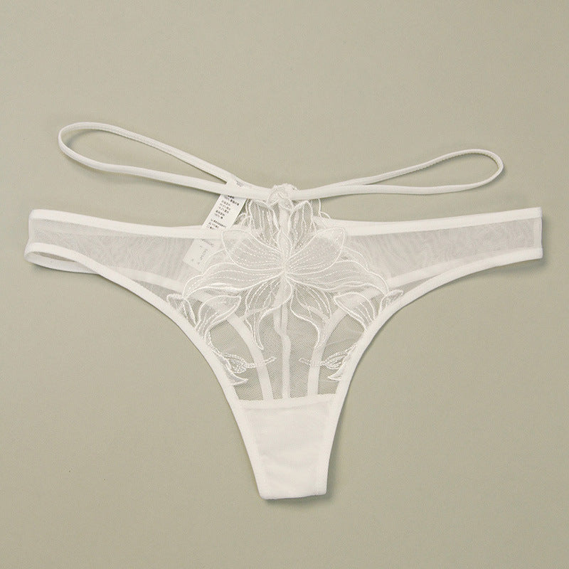 Sexy Women's Underwear Thin Breathable Embroidered Lace Panties Hip-Lifting Low-Waist Plus-Size Thong