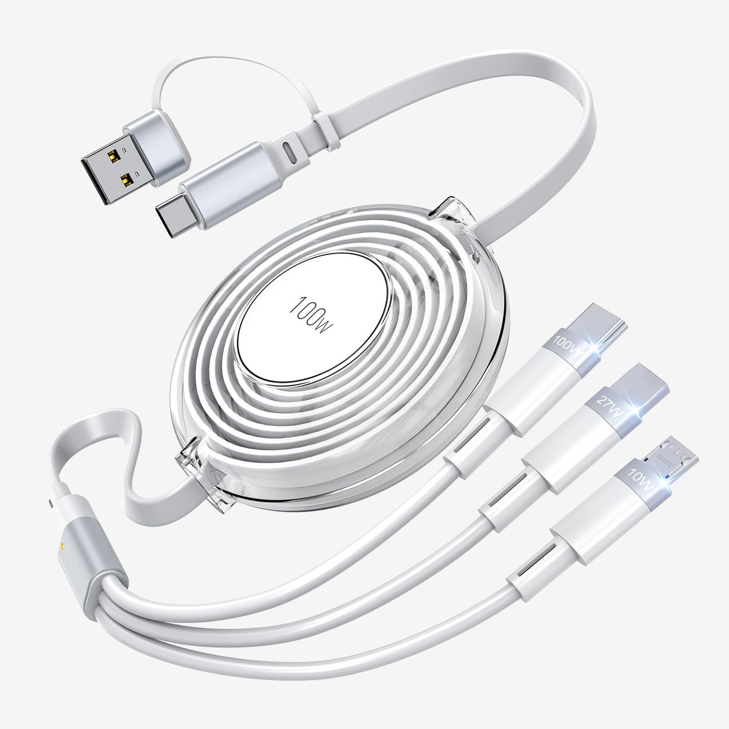 New 100W TypeC multifunctional telescopic interface with two to three data cables and PD fast charging five in one design