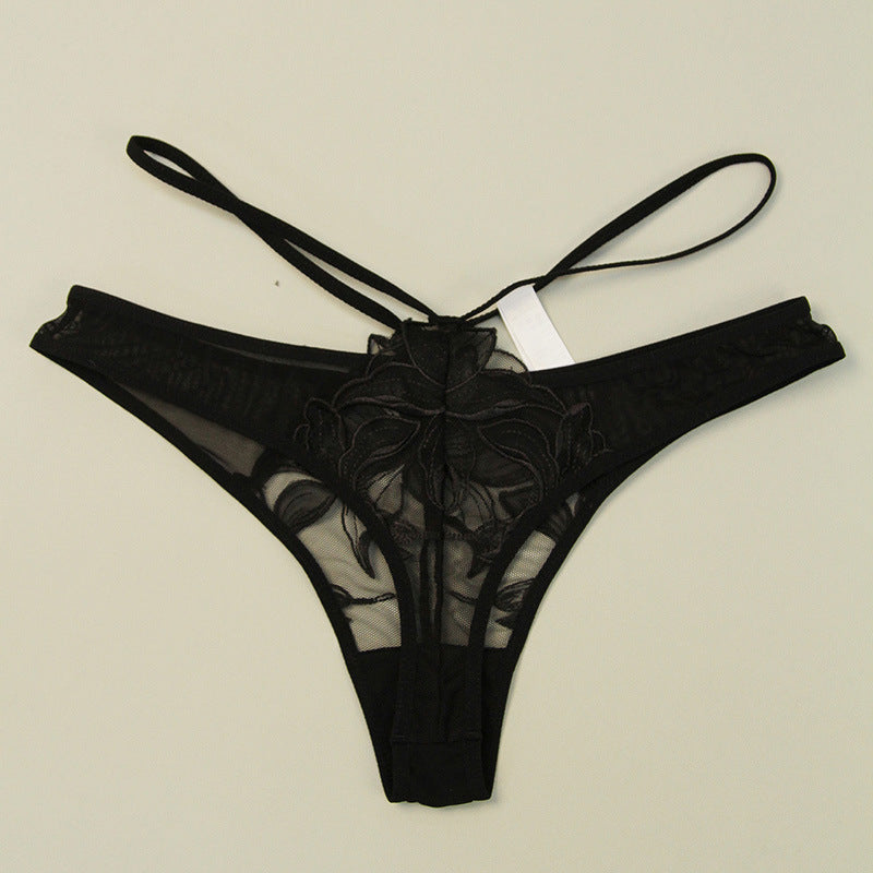 Sexy Women's Underwear Thin Breathable Embroidered Lace Panties Hip-Lifting Low-Waist Plus-Size Thong