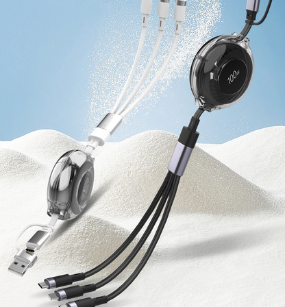 New 100W TypeC multifunctional telescopic interface with two to three data cables and PD fast charging five in one design