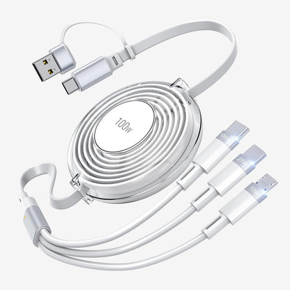 New 100W TypeC multifunctional telescopic interface with two to three data cables and PD fast charging five in one design