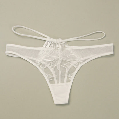 Sexy Women's Underwear Thin Breathable Embroidered Lace Panties Hip-Lifting Low-Waist Plus-Size Thong