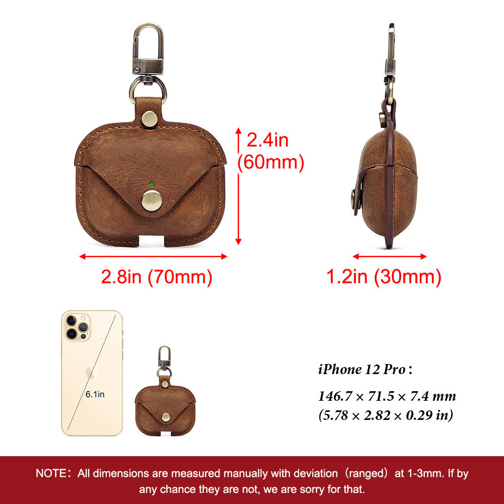 New Airpods Generation 3 Protective Case Leather Protective Cover Iphone Earphone Cover Third Generation Crazy Horse Leather Earphone Cover