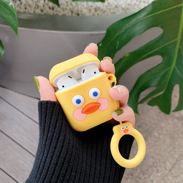Cute Cartoon Earphone Case for Airpods 2 Cover Soft Silicone Slim Earphone Cover for Airpods 1 Case Bag Protective Strap Cases