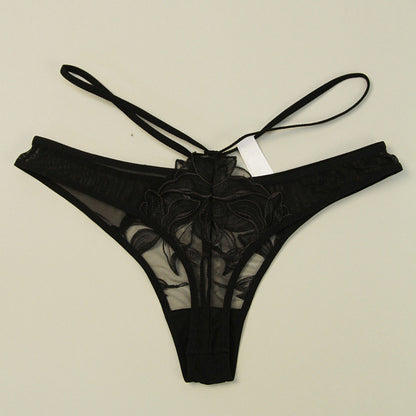 Sexy Women's Underwear Thin Breathable Embroidered Lace Panties Hip-Lifting Low-Waist Plus-Size Thong