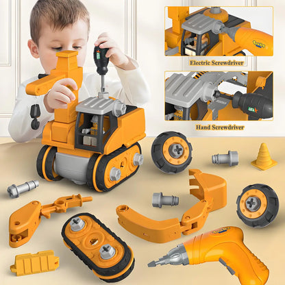 Kids Engineering Vehicle Electric Drill Tool Screw Toys Nut Disassembly Children Educational Assembled Sets For Boys Gift
